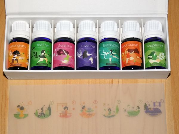 Homasy Seven+ Aromatherapie Duftöl Set enthält Geranie, Pfefferminze, Süße Orange, Eukalyptus, Teebaum, Lavendel und Zitronengras